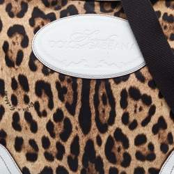 Pre Owned Dolce & Gabbana Brown/White Leopard Print Canvas and Leather Messenger Bag