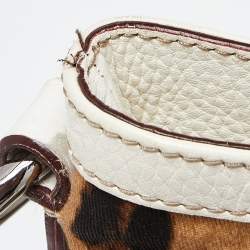 Pre Owned Dolce & Gabbana Brown/White Leopard Print Canvas and Leather Messenger Bag