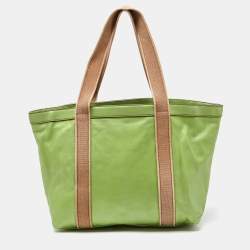 Pre Owned Dolce & Gabbana Green Leather Shopper Tote