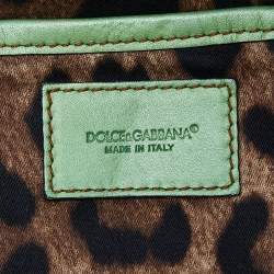 Pre Owned Dolce & Gabbana Green Leather Shopper Tote