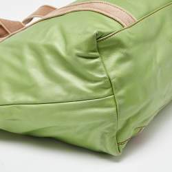 Pre Owned Dolce & Gabbana Green Leather Shopper Tote