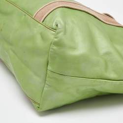 Pre Owned Dolce & Gabbana Green Leather Shopper Tote