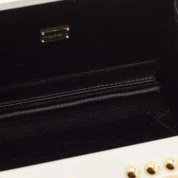 Pre Owned Dolce & Gabbana White Acrylic Crystal Embellished Box Locket Clutch Bag