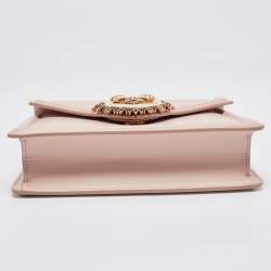Pre Owned Dolce & Gabbana Pink Leather Small Devotion Top Handle Bag