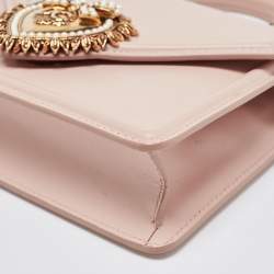 Pre Owned Dolce & Gabbana Pink Leather Small Devotion Top Handle Bag