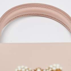 Pre Owned Dolce & Gabbana Pink Leather Small Devotion Top Handle Bag