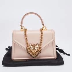 Pre Owned Dolce & Gabbana Pink Leather Small Devotion Top Handle Bag