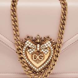 Pre Owned Dolce & Gabbana Pink Leather Small Devotion Top Handle Bag