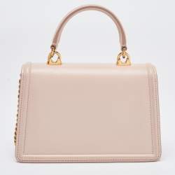 Pre Owned Dolce & Gabbana Pink Leather Small Devotion Top Handle Bag