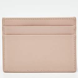 Pre Owned Dolce & Gabbana Beige Leather DG Crystal Logo Card Holder