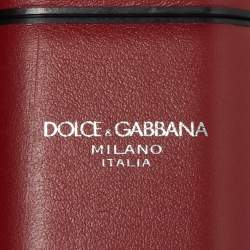 Pre Owned Dolce & Gabbana Key Red Leather Earphone Cover w/ Zip Card Holder
