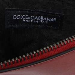 Pre Owned Dolce & Gabbana Key Red Leather Earphone Cover w/ Zip Card Holder