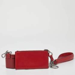 Pre Owned Dolce & Gabbana Key Red Leather Earphone Cover w/ Zip Card Holder