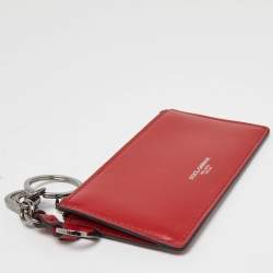 Pre Owned Dolce & Gabbana Key Red Leather Earphone Cover w/ Zip Card Holder