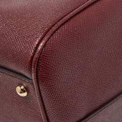 Pre Owned Dolce & Gabbana Burgundy Leather Large Miss Sicily Top Handle Bag
