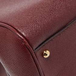 Pre Owned Dolce & Gabbana Burgundy Leather Large Miss Sicily Top Handle Bag