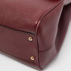 Pre Owned Dolce & Gabbana Burgundy Leather Large Miss Sicily Top Handle Bag