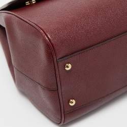 Pre Owned Dolce & Gabbana Burgundy Leather Large Miss Sicily Top Handle Bag