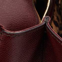Pre Owned Dolce & Gabbana Burgundy Leather Large Miss Sicily Top Handle Bag