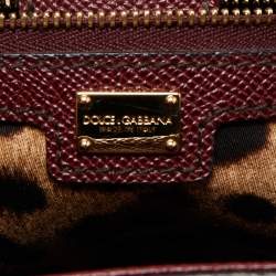 Pre Owned Dolce & Gabbana Burgundy Leather Large Miss Sicily Top Handle Bag