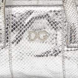 Pre Owned Dolce & Gabbana Silver Watersnake Leather Baguette Bag