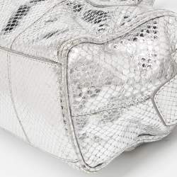 Pre Owned Dolce & Gabbana Silver Watersnake Leather Baguette Bag