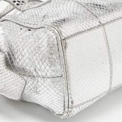 Pre Owned Dolce & Gabbana Silver Watersnake Leather Baguette Bag
