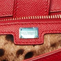 Pre Owned Dolce & Gabbana Red Leather Large Miss Sicily Top Handle Bag