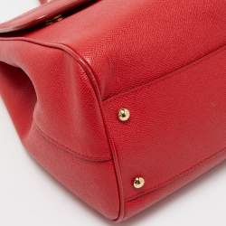 Pre Owned Dolce & Gabbana Red Leather Large Miss Sicily Top Handle Bag