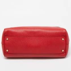 Pre Owned Dolce & Gabbana Red Leather Large Miss Sicily Top Handle Bag