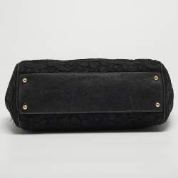 Pre Owned حقيبة دولتشي أند غابانا ميس سيسلي بيد علوية رافية كروشيه سوداء كبيرة