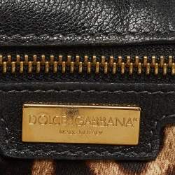 Pre Owned حقيبة دولتشي أند غابانا ميس سيسلي بيد علوية رافية كروشيه سوداء كبيرة