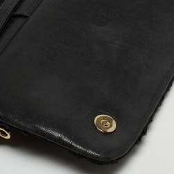 Pre Owned حقيبة دولتشي أند غابانا ميس سيسلي بيد علوية رافية كروشيه سوداء كبيرة