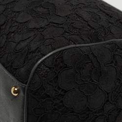 Pre Owned حقيبة دولتشي أند غابانا ميس سيسلي بيد علوية رافية كروشيه سوداء كبيرة