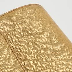 Pre Owned Dolce & Gabbana Metallic Gold Leather Medium Miss Sicily Top Handle Bag