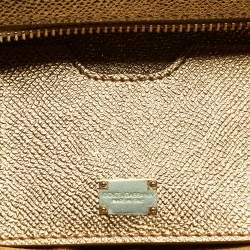 Pre Owned Dolce & Gabbana Metallic Gold Leather Medium Miss Sicily Top Handle Bag