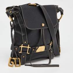 Pre Owned Dolce & Gabbana Black Leather Messenger Bag
