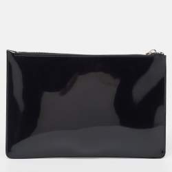Pre Owned Dolce & Gabbana x Kim Kardashian Black Patent Leather Zip Slim Clutch