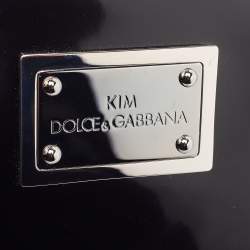 Pre Owned Dolce & Gabbana x Kim Kardashian Black Patent Leather Zip Slim Clutch