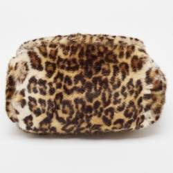Pre Owned Dolce & Gabbana Beige/Black Leopard Print Faux Fur and Leather Medium Miss Sicily Top Handle Bag