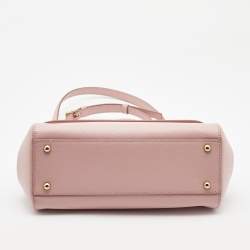 Pre Owned Dolce & Gabbana Pink Leather Medium Miss Sicily Top Handle Bag