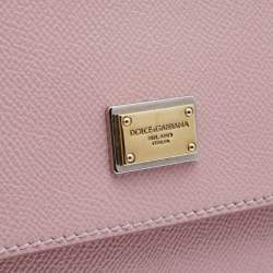 Pre Owned Dolce & Gabbana Pink Leather Medium Miss Sicily Top Handle Bag