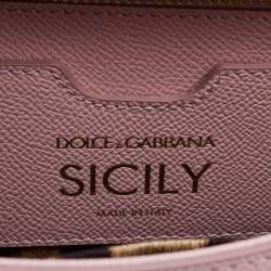 Pre Owned Dolce & Gabbana Pink Leather Medium Miss Sicily Top Handle Bag