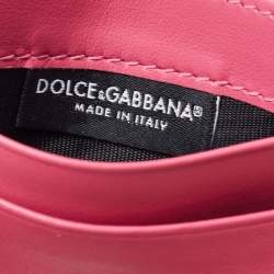 Pre Owned Dolce & Gabbana Pink Leather DG Logo Card Holder