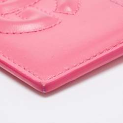 Pre Owned Dolce & Gabbana Pink Leather DG Logo Card Holder
