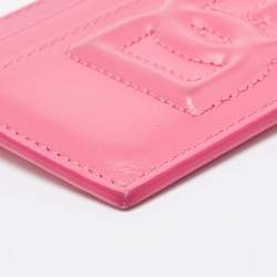 Pre Owned Dolce & Gabbana Pink Leather DG Logo Card Holder