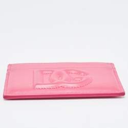 Pre Owned Dolce & Gabbana Pink Leather DG Logo Card Holder