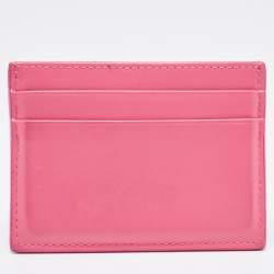 Pre Owned Dolce & Gabbana Pink Leather DG Logo Card Holder