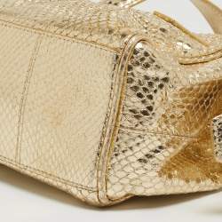 Pre Owned Dolce & Gabbana Gold Watersnake Leather Baguette Bag