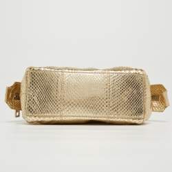 Pre Owned Dolce & Gabbana Gold Watersnake Leather Baguette Bag